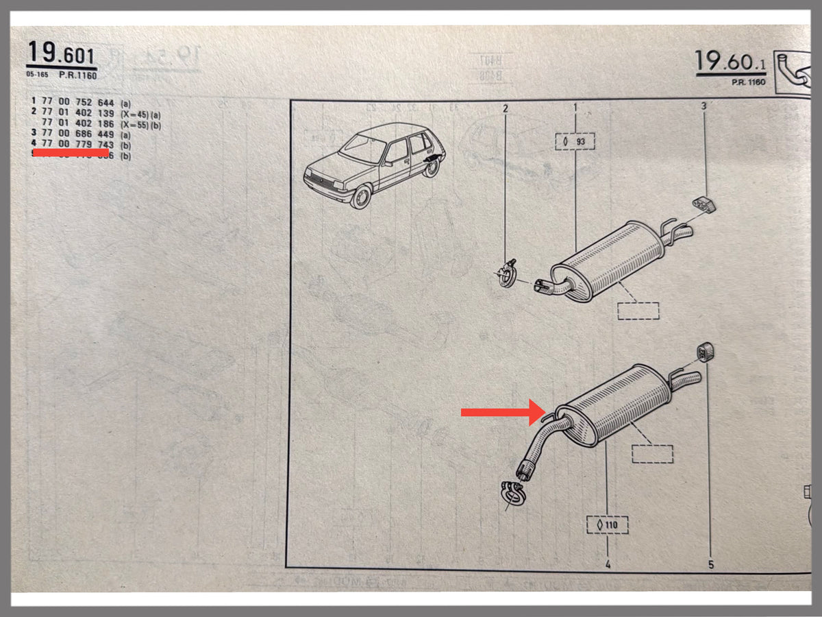 Uitlaat demper - Renault Super 5 - OEM 7700779743