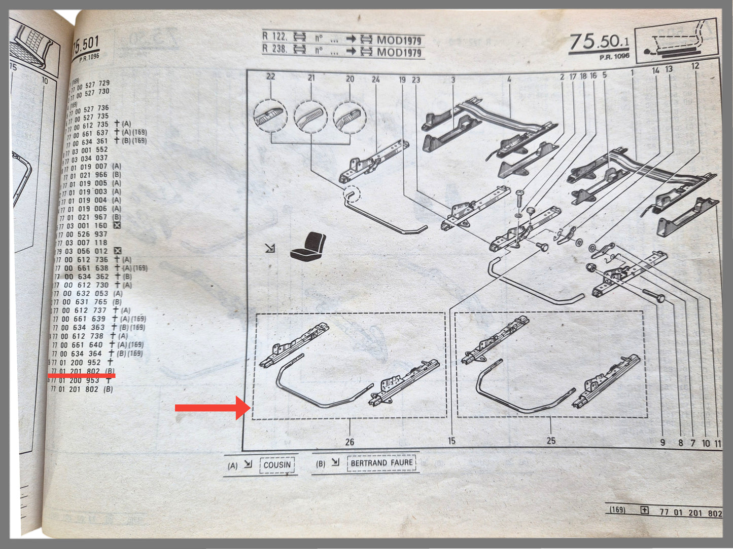 Stoelrail set - Renault 5 - OEM 7701201802