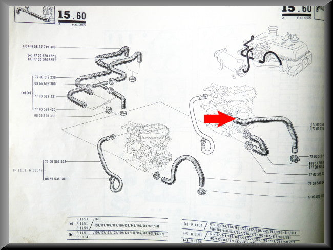 Koelslang carburateur spruitstuk – Renault 16 TX (1156) – OEM 7700575510