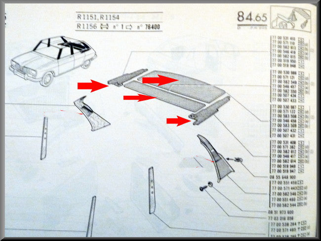 Plage arrière et garniture de montant C marron (bouclé) – Renault 16 – OEM 7700531410