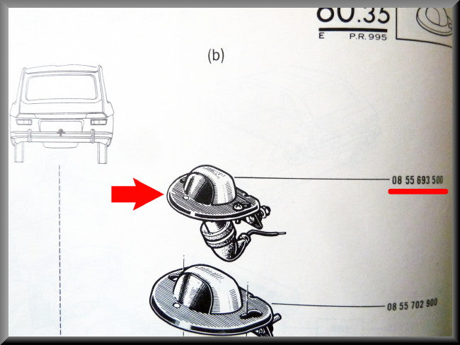 Éclairage de plaque d'immatriculation – Renault 16 – OEM 0855693500