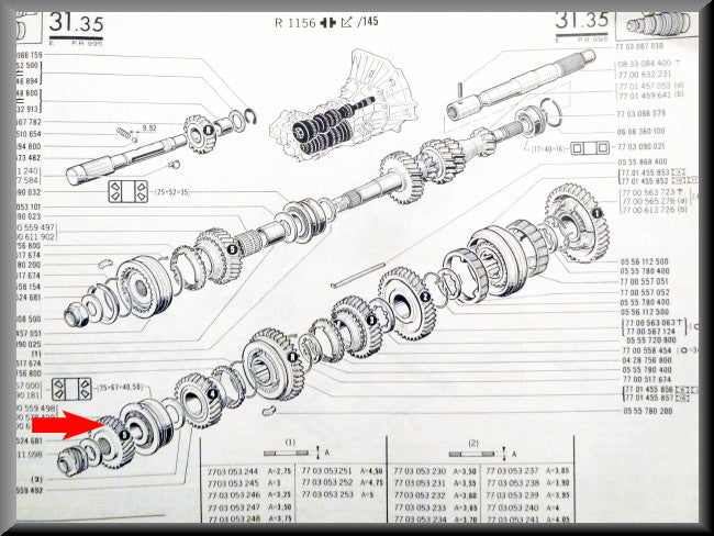 Tandwiel 5e versnelling (31 tanden) – Renault 16 – OEM 7700611901