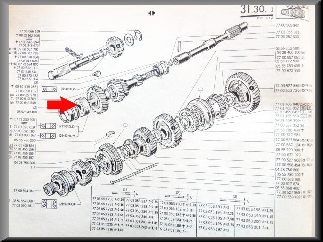 Palier avant arbre primaire (20-52-22-25 mm) – Renault 12 – Renault 16 - OEM 7703090180