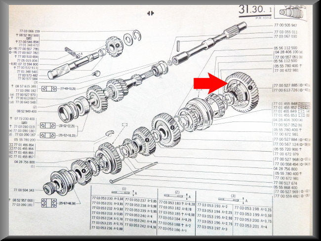 First gear cog (47 teeth) – Renault 12 – Renault 16 - Renault 8 - Various Renault - OEM 7700527885