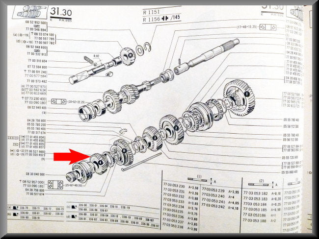 Tandwiel 4e versnelling (29 tanden) – Renault 12 – Renault 16 - OEM 7700559492