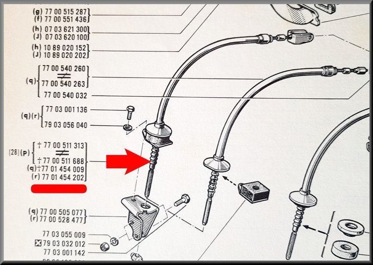 Koppelingskabel Break – Renault 12 – OEM 7701454202
