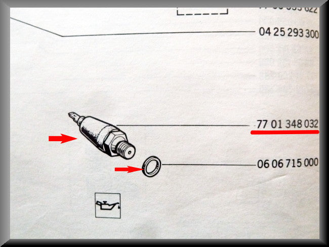 Contacteur de pression d'huile – Renault 16 - Renault 4 - Renault 5 – OEM 7701348032