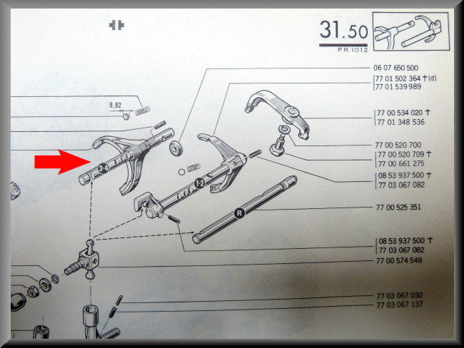 Fourchette de sélection 3ème 4ème vitesse – Renault 12 – OEM 7701592365