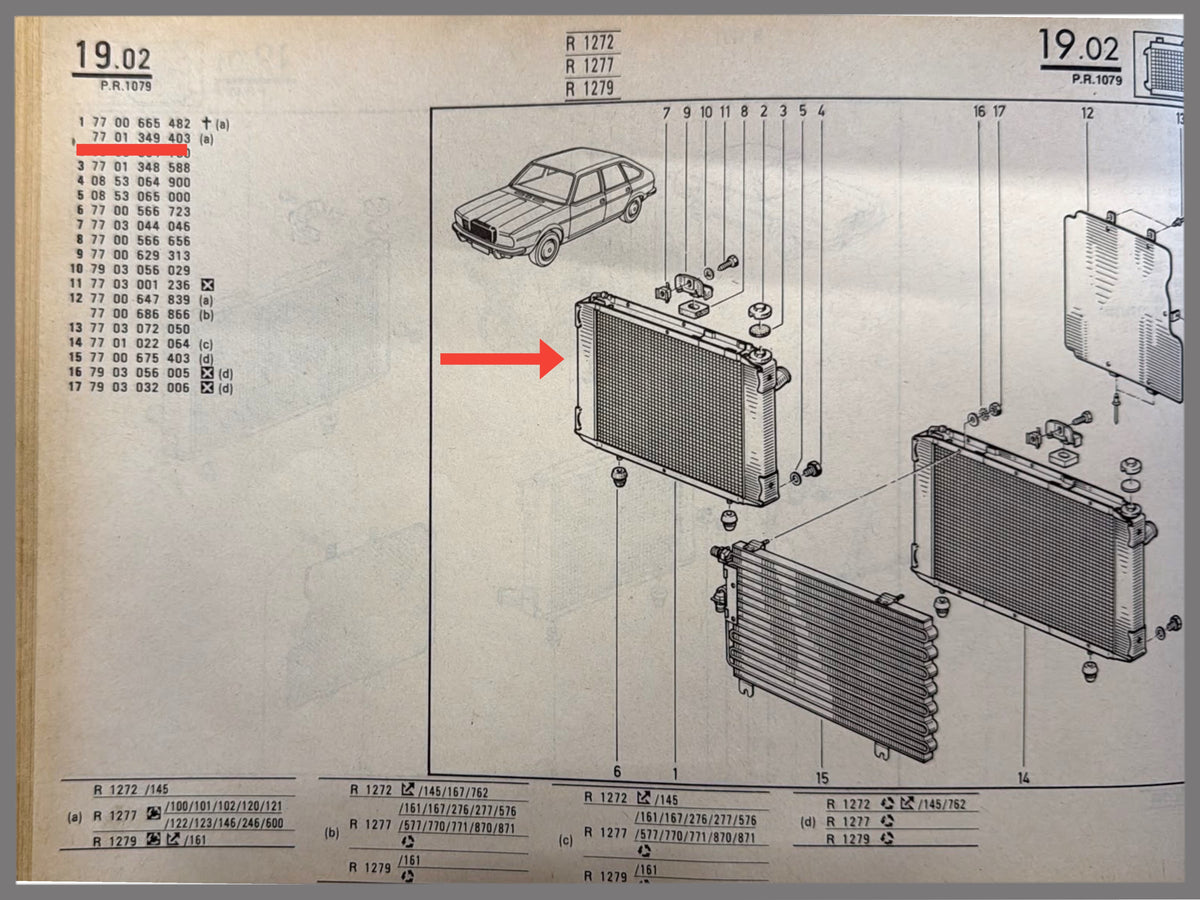 Radiateur - Renault 20 - OEM 7701349403 UTILISÉ