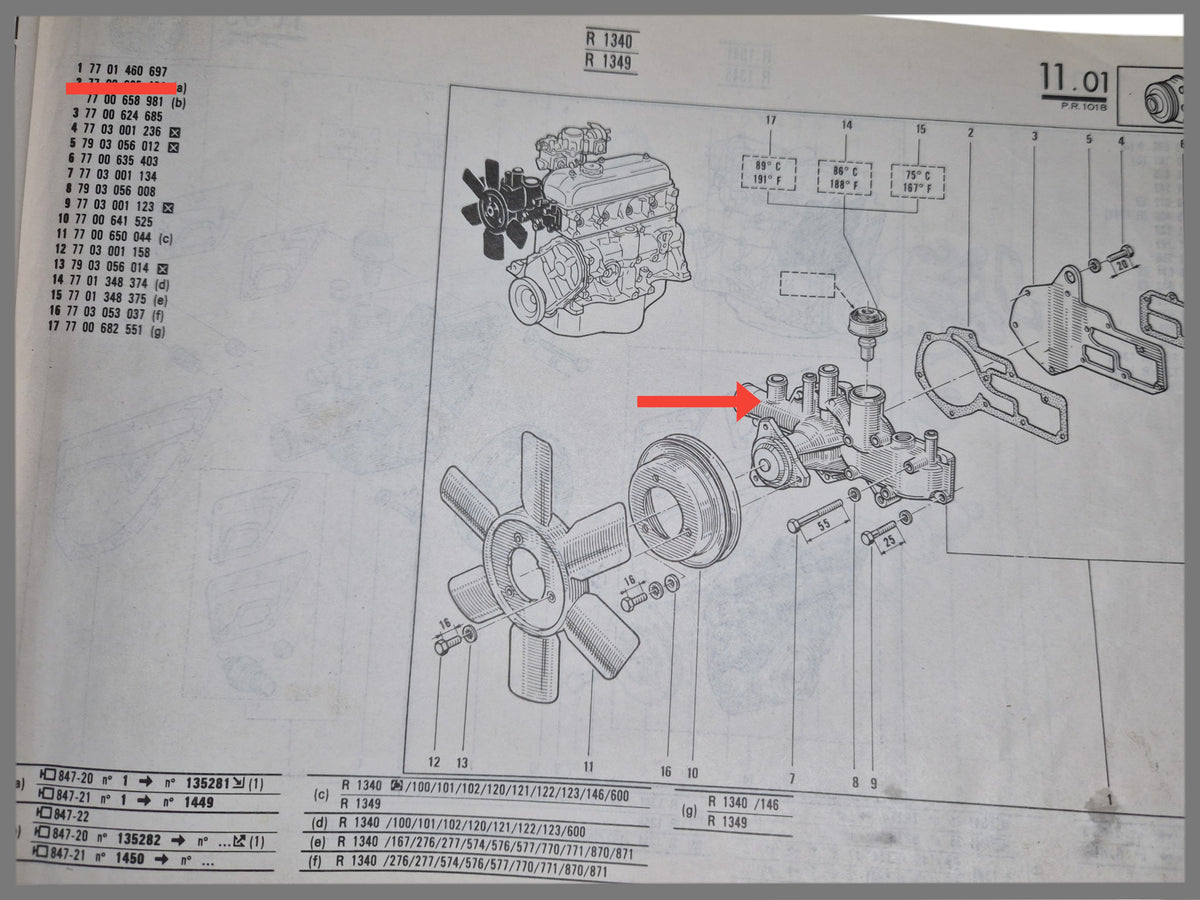 Waterpomp - Renault 18 - OEM 7701460697 en 7701462389 en 7701462390
