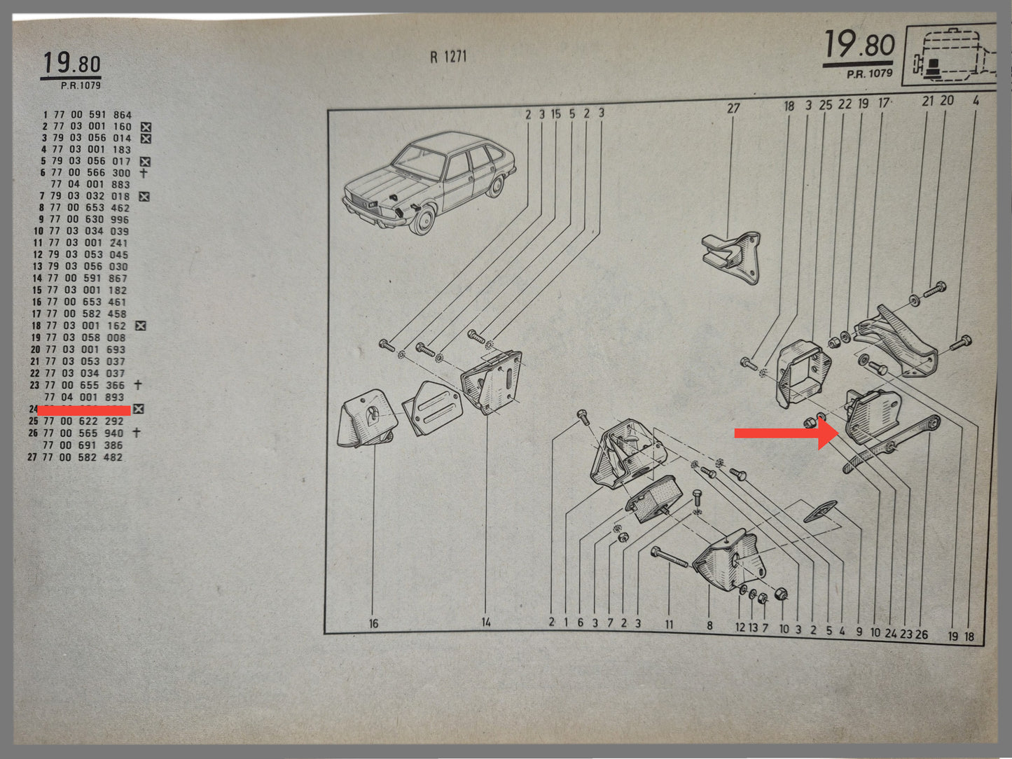 Support moteur - Renault 20 - Renault 30 - OEM 7704001893
