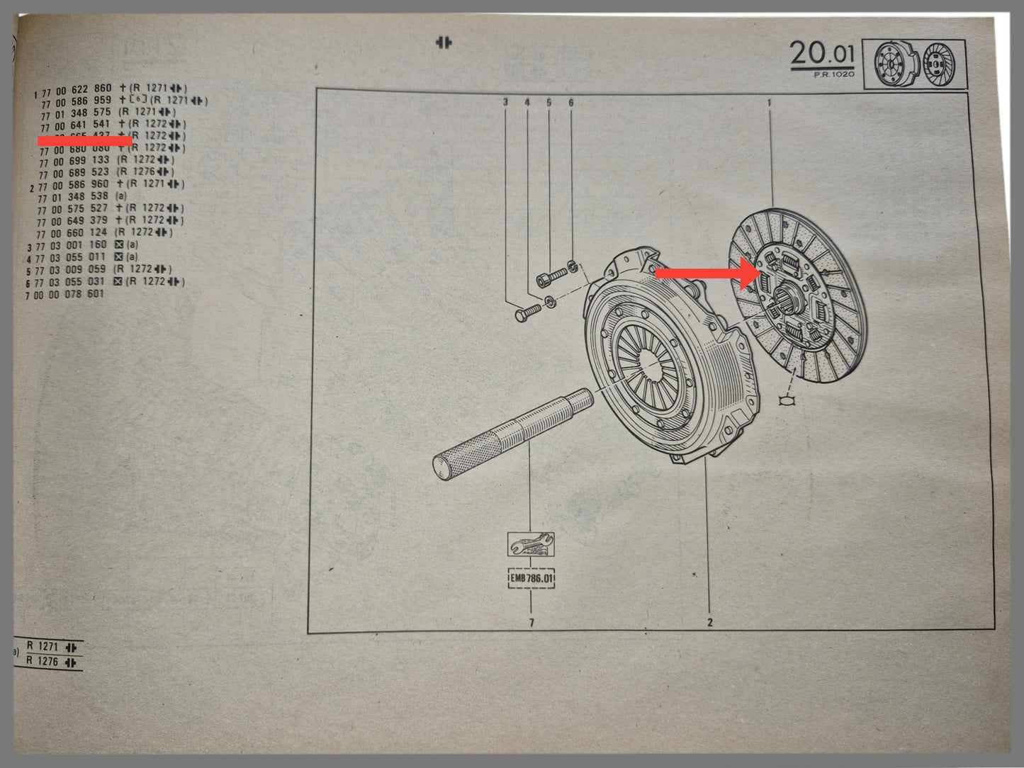 Koppelingsplaat - Renault 20 - OEM 7700641541