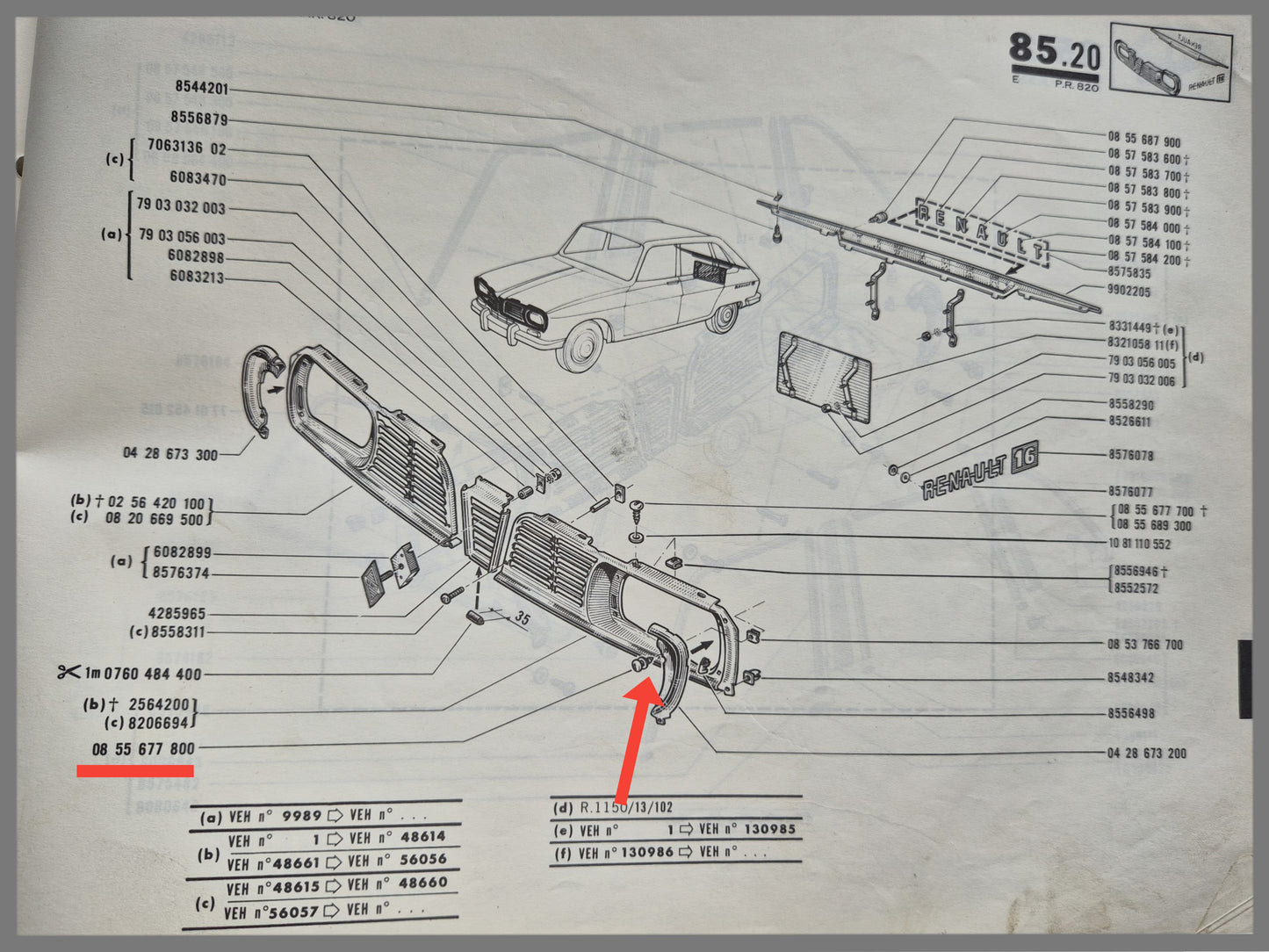 Screw grill - Renault 16 OEM 0855677800