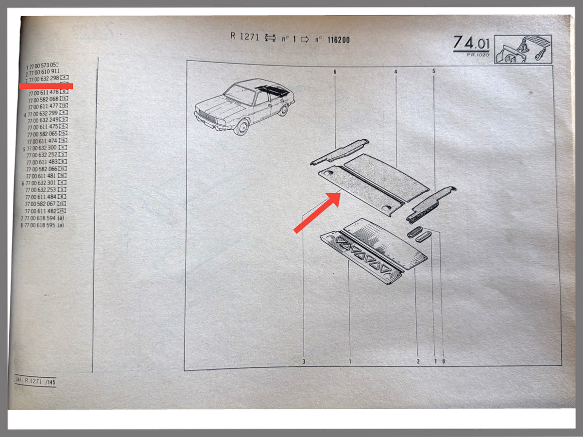 Hutablagenabdeckung hellblau – Renault 20 – Renault 30 – OEM 7700632298