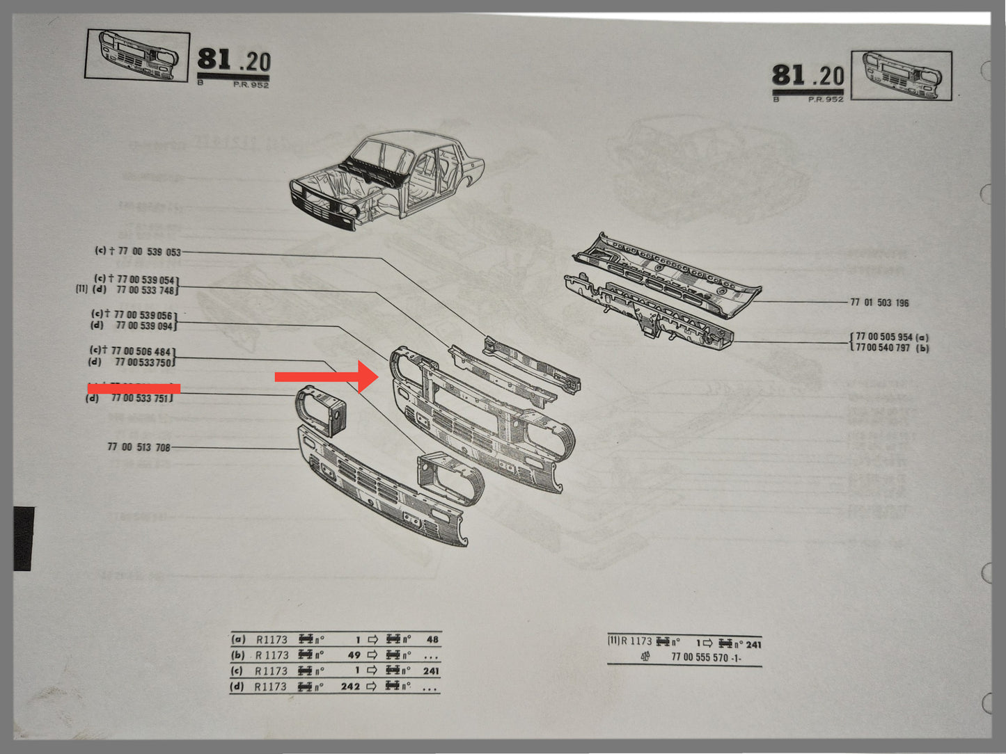 Front old type - Renault 12 - OEM 7700539094