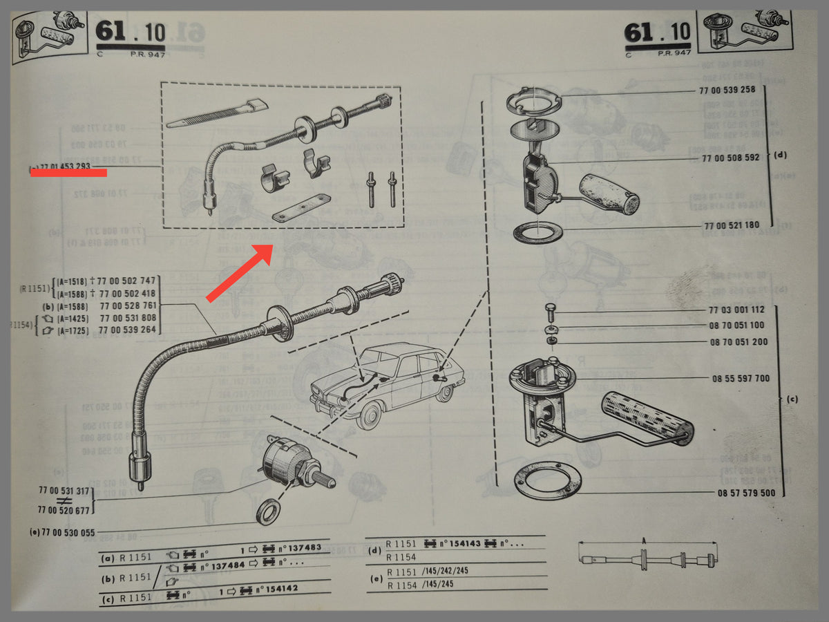 Reparatursatz Kilometerzählerkabel - Renault 16 - OEM 7701453293
