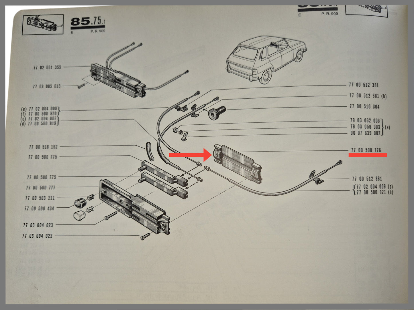 Bedienings schuif kachelunit - Renault 6 - OEM 7700500776