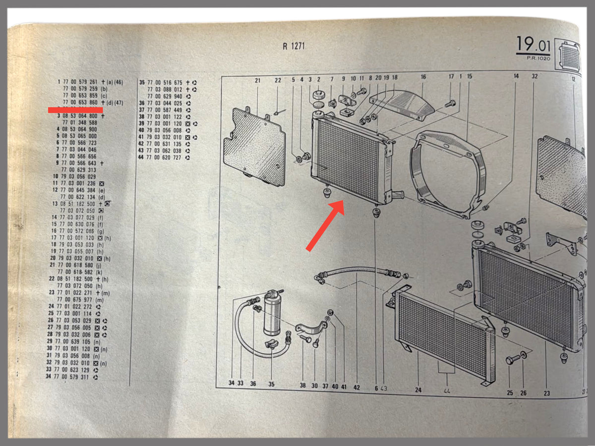 Radiateur - Renault 20 (1271) - OEM 7700579261