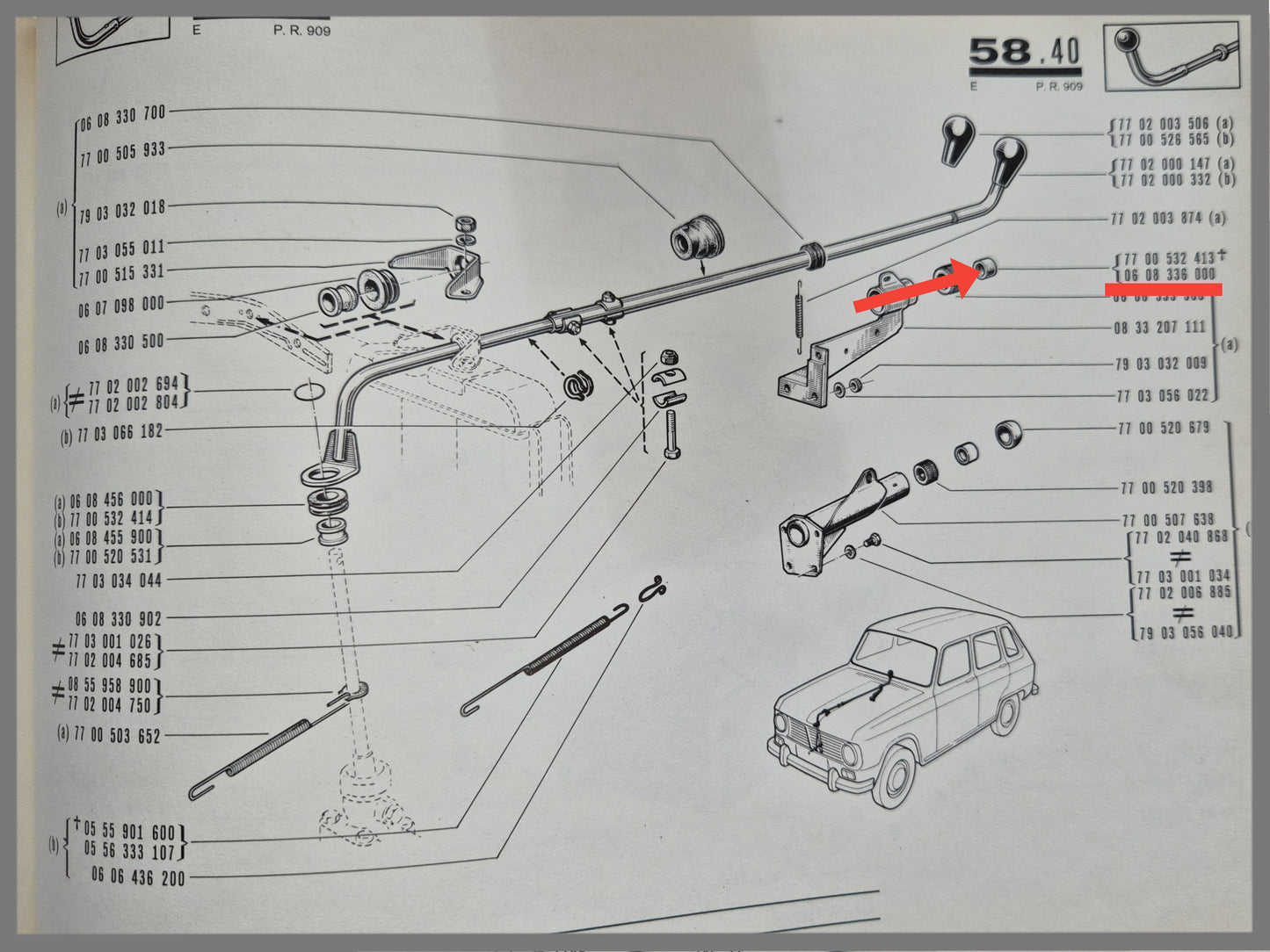 Douille de guidage levier de vitesses - Renault 4 - Renault 6 - OEM 0608336000