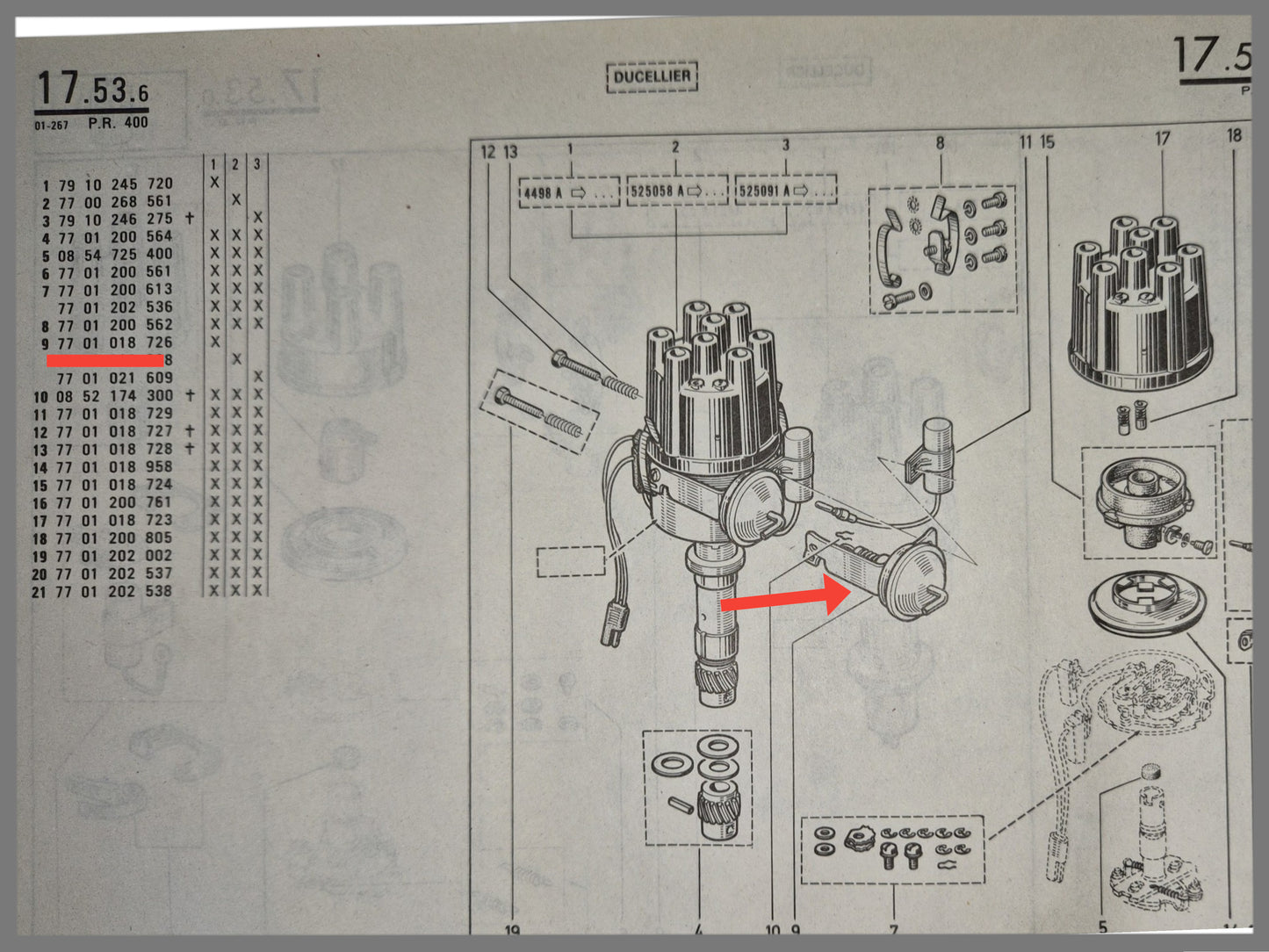 Avance à vide - Renault 30 - 7701018726