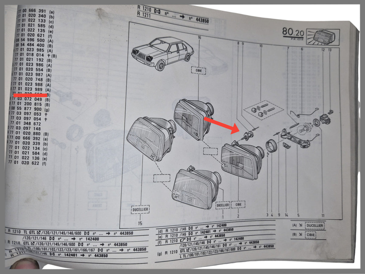 Scheinwerfer-Einstellknopf – Renault 14 – OEM 7701023986