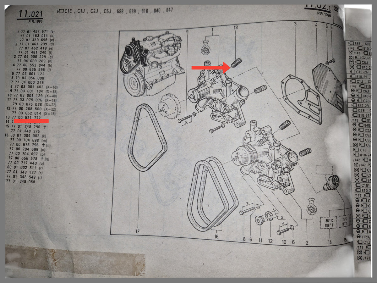 Waterpomp - Renault 20 - Renault 30 - OEM 7701461006