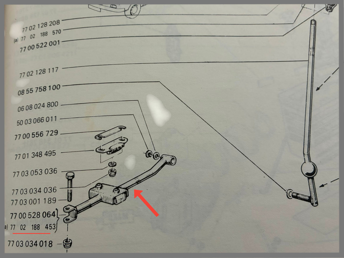Tige de sélecteur - Renault 12 - Renault 15 - Renault 17 - OEM 7702188453 et 7700528064