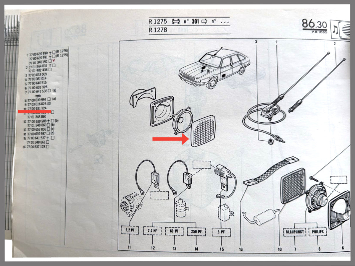 Cache boîte à musique - Renault 20 - Renault 30 - OEM 7700631324