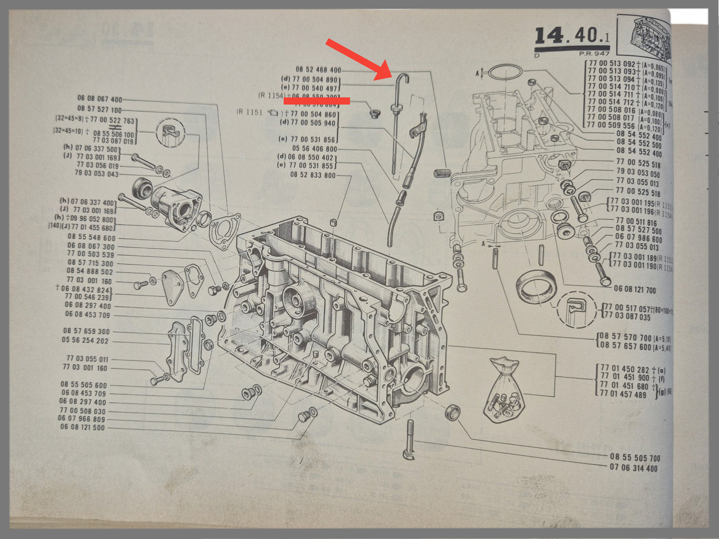 Oliepeilstok - Renault 16 TS - OEM 7700504890 en 7700540497