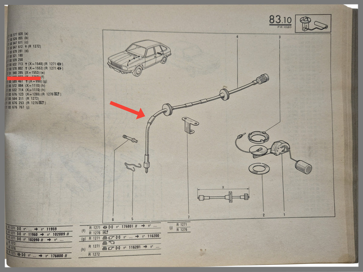 Tachowelle - Renault 20 - 7700578802 - 7701348395