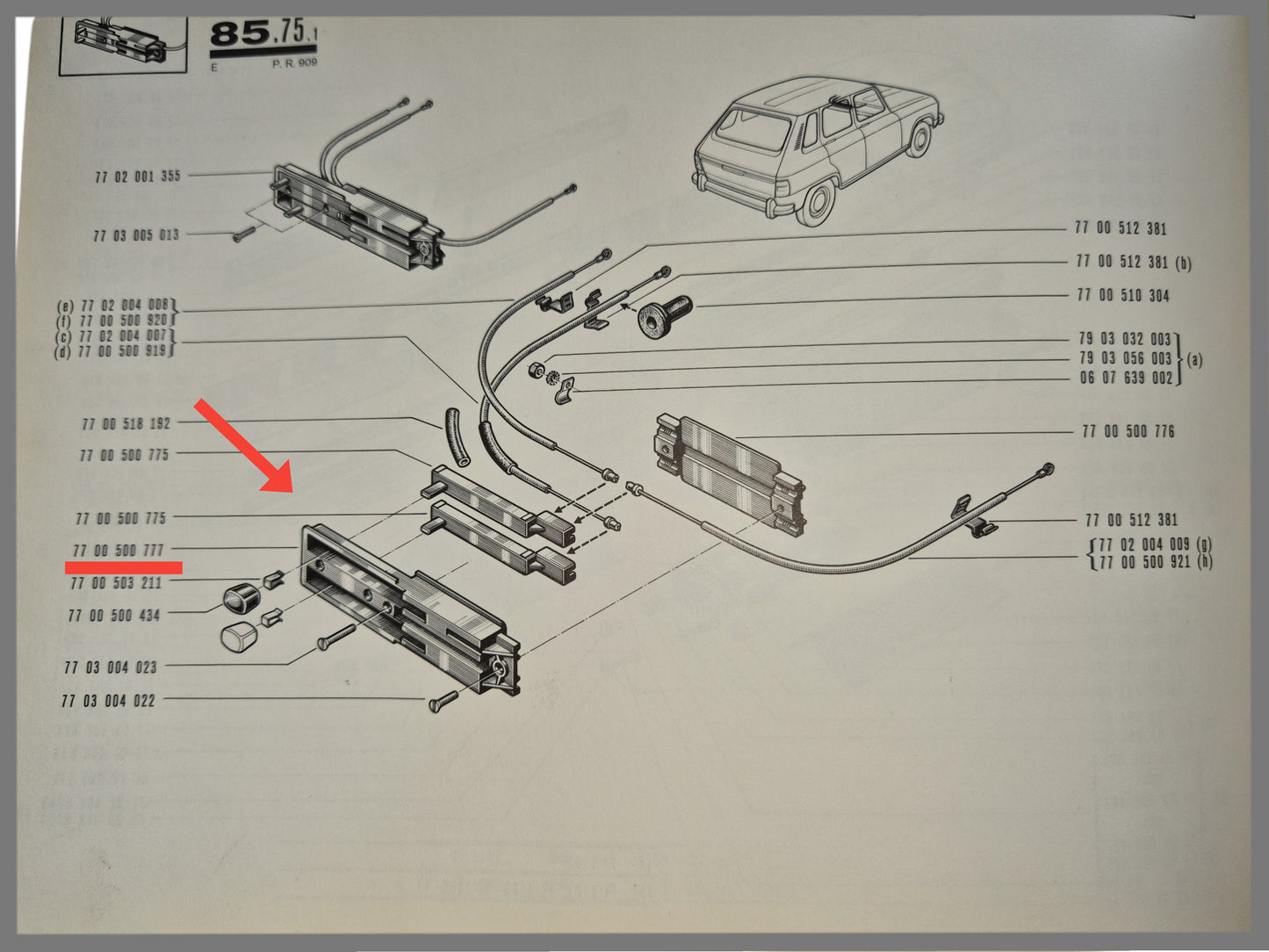 Behuizing schuif kachelunit - Renault 6 - OEM 7700500777