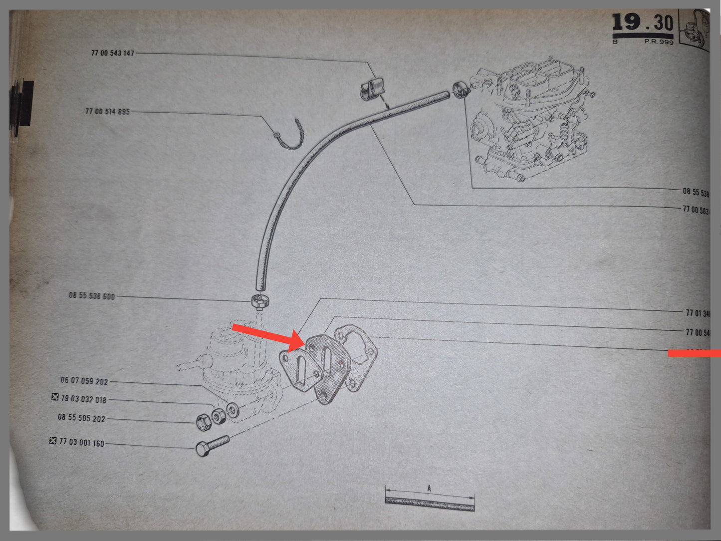 Entretoise Pompe à essence - Renault 16 - OEM 0608276100 et 7700546237