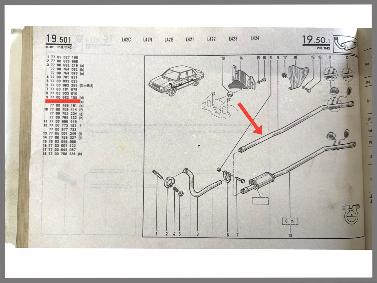 Exhaust pipe - Renault 9 - OEM 7700682155