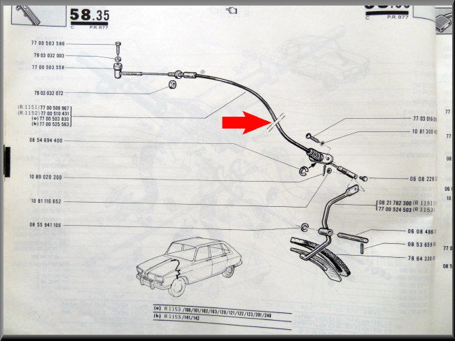 Gaskabel – Renault 16 TL – OEM 7700510431