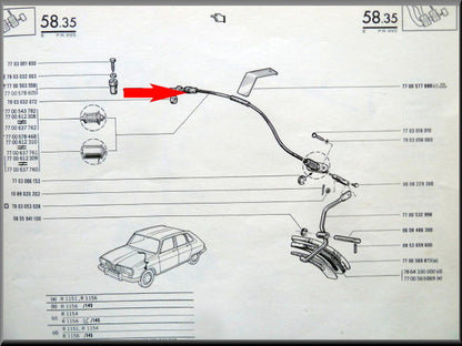 Câble d'accélérateur – Renault 16 TX, TS – OEM 7700612310