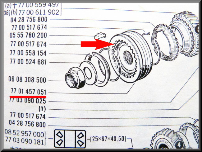Synchronisation moyeu 5ème vitesse – Renault 16 – OEM 7701457051