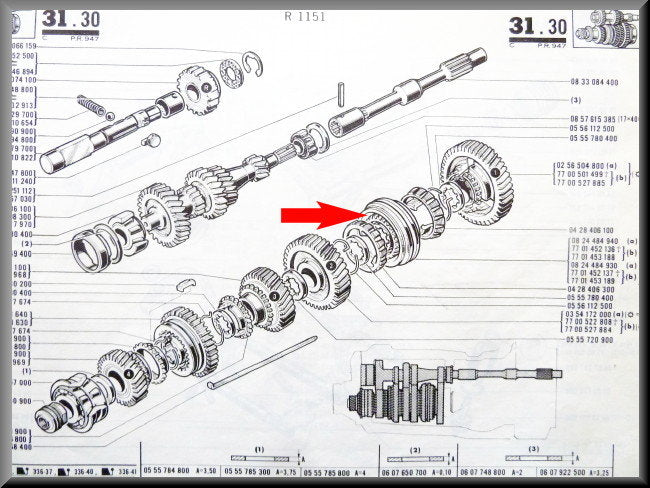 Synchronizer hub 1st and 2nd gear (27 teeth) – Renault 16 – Renault 12 - OEM 7701453189 / 7701455853