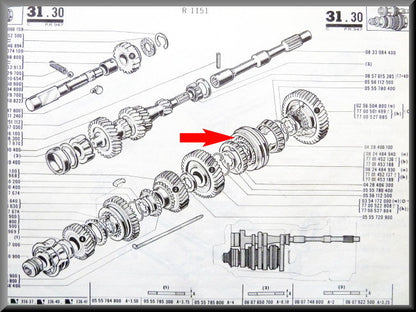 Synchronizer hub 1st and 2nd gear (27 teeth) – Renault 16 – Renault 12 - OEM 7701453189 / 7701455853
