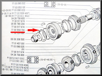 Circlip synchromesh 5th gear – Renault 16 – OEM 7700558154