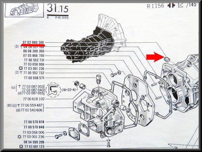 Aftapplug versnellingsbak  – Renault 16 – OEM 0702980300A – Used