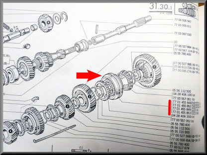First and second gear synchronizer hub (27 teeth) – Renault 12 – Renault 16 - OEM 7701453189 (27 teeth)