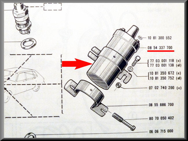 Ignition coil – Renault 12 – Renault 16 - Various Renault models - OEM 7701348252 / 0854337700