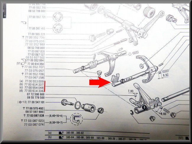 Gear shift shaft 1st 2nd gear (5-speed) – Renault 16 – OEM 7700553009