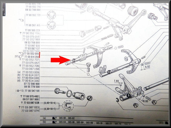 Schakelas 3e 4e versnelling (5 bak) – Renault 16 – OEM 7700552994