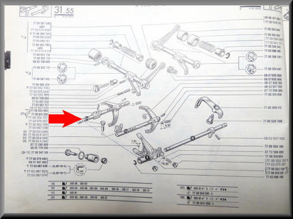 Schakelas 3e 4e versnelling (5 bak) – Renault 16 – OEM 7700552994