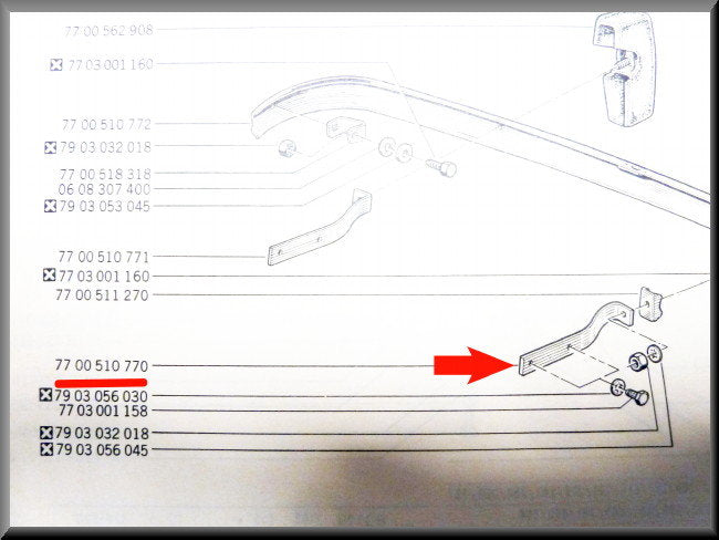 Bumpersteun links achter – Renault 12 – OEM 7700510770