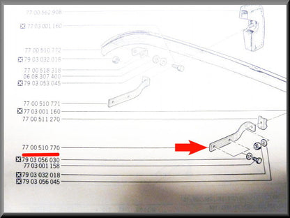 Bumpersteun links achter – Renault 12 – OEM 7700510770