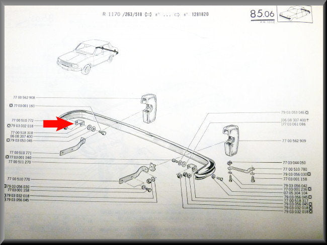 Support de pare-chocs arrière droit – Renault 12 – OEM 7700518318