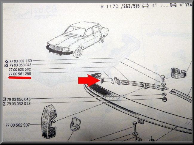 Support de pare-chocs avant droit – Renault 12 – OEM 7700561258