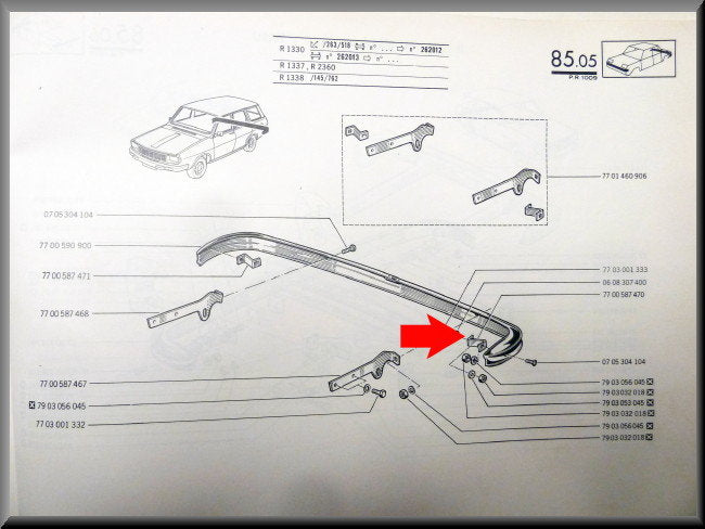 Bumpersteun links achter Break – Renault 12 Break – OEM 7700587470